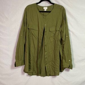 Ava & Viv Army Green Long Sleeve Button Down